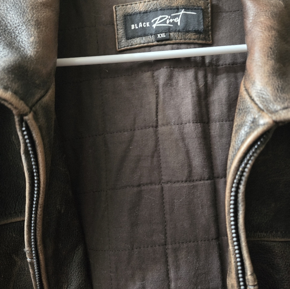 Mens Genuine Leather Jacket (2XL) - Picture 6 of 6